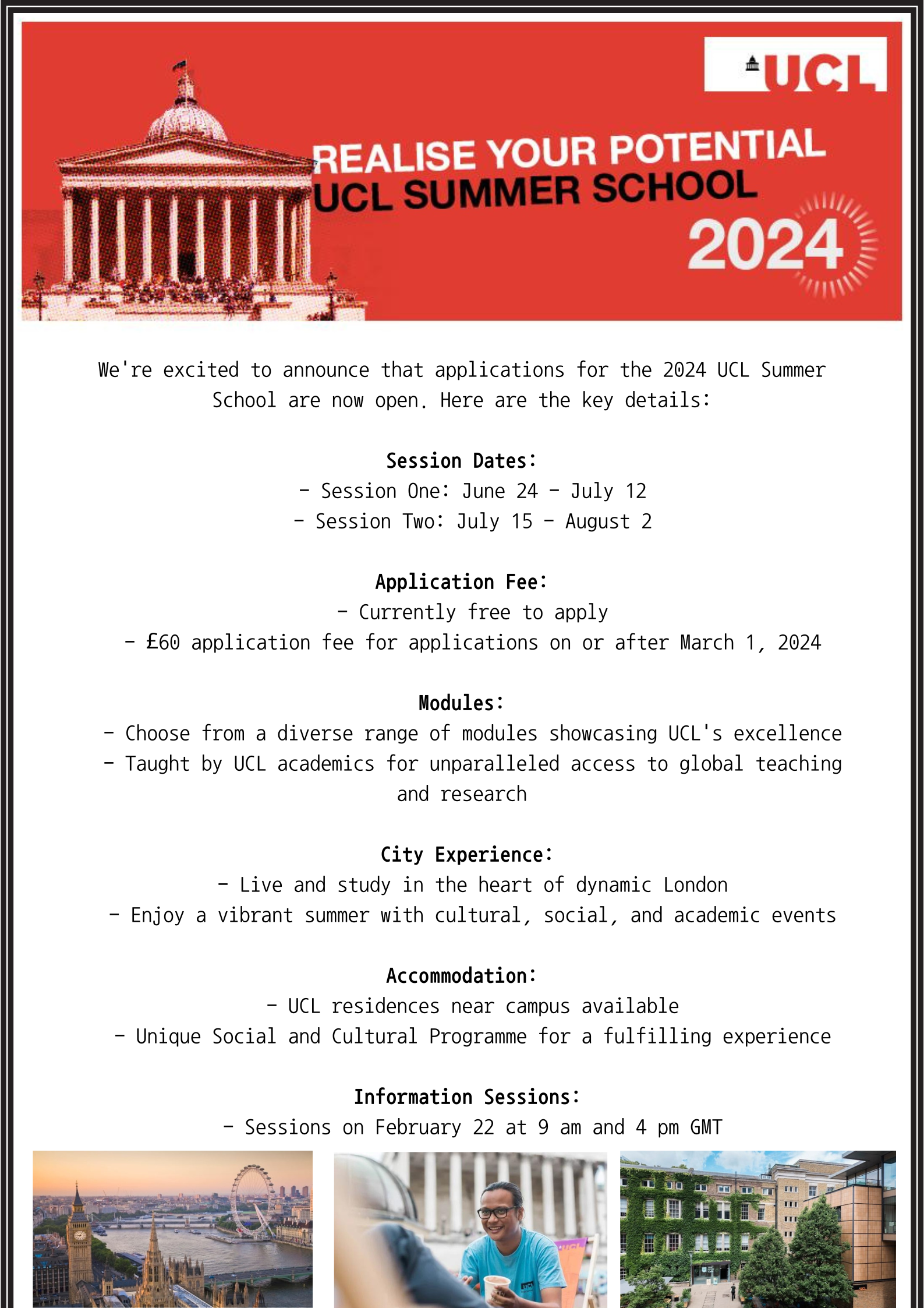 UCL Summer School 2024
