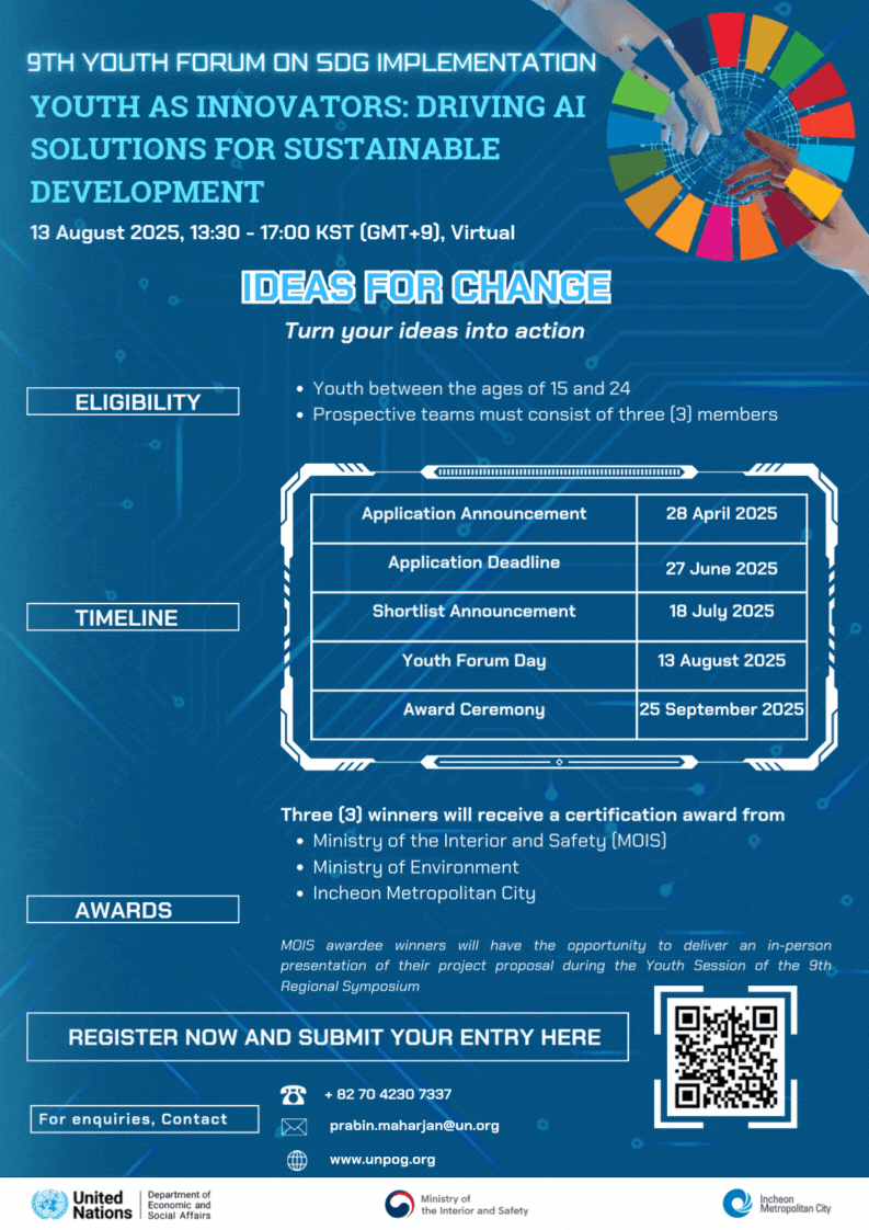 9th Youth Forum on SDG Implementation under the theme “Youth as Innovators: Driving AI Solutions for Sustainable Development”