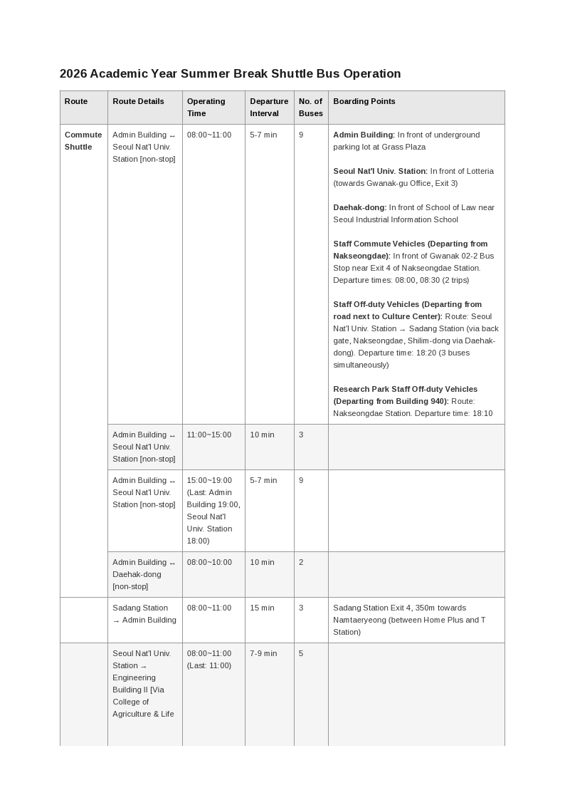 2026 SNU Shuttle Bus Operation Guide page 4
