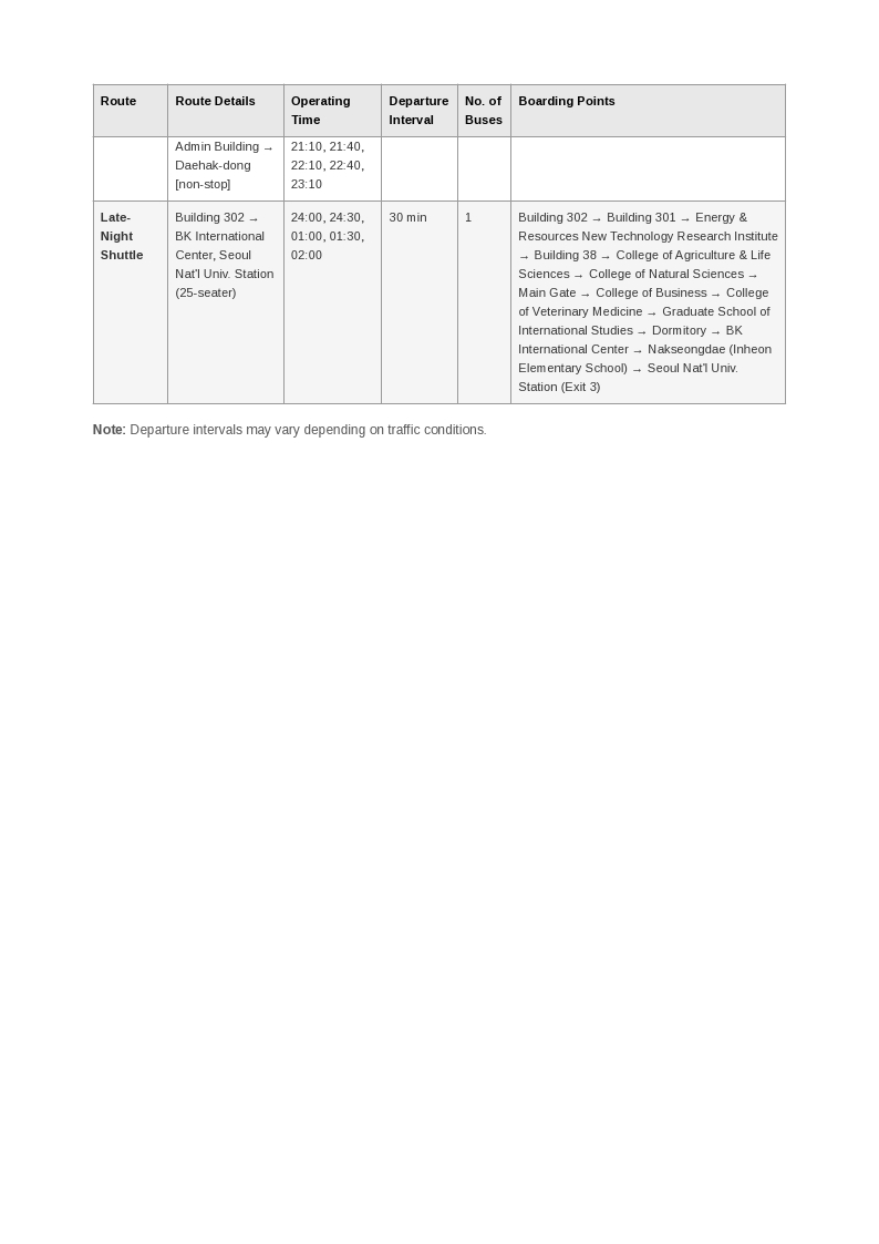 2026 SNU Shuttle Bus Operation Guide page 6
